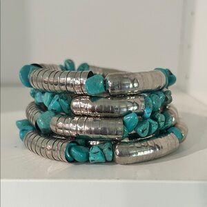 Turquoise and Silver Beaded Bracelet